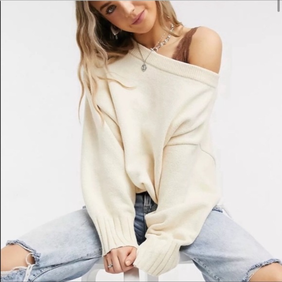 Free People Sweaters - Free People Street Fair Tunic Sweater Ivory White Knit Long Sleeve Winter